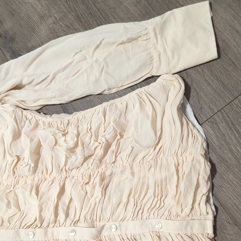 Talbots Vintage Pure Silk Ruched Button Down Blouse - Picture 7 of 11